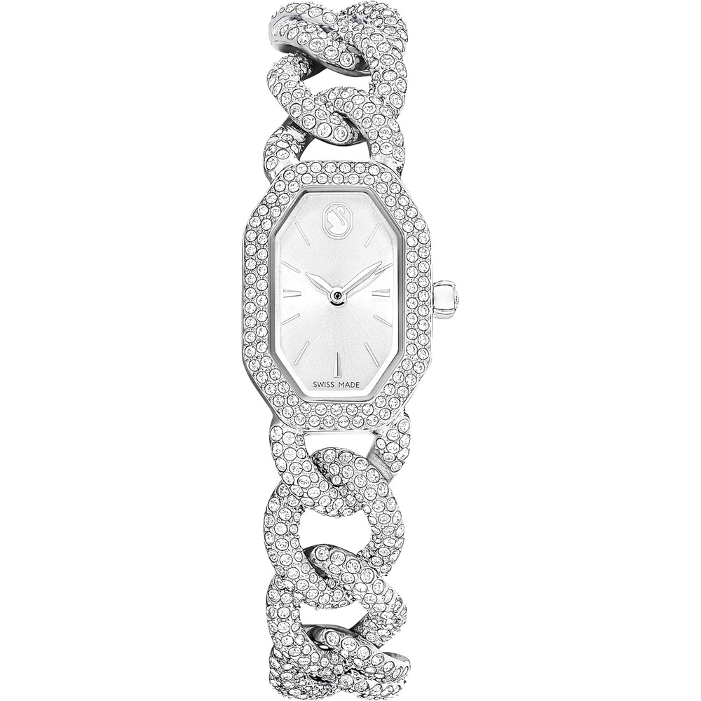 image:imageDextera Chain amp Crystal Watch Interlocking Stainless Steel with Pave Crystal Bracelet Band Octagon Shaped Oval Face with Embellished Crystals Swiss Made Part of the Dextera Watch Collection