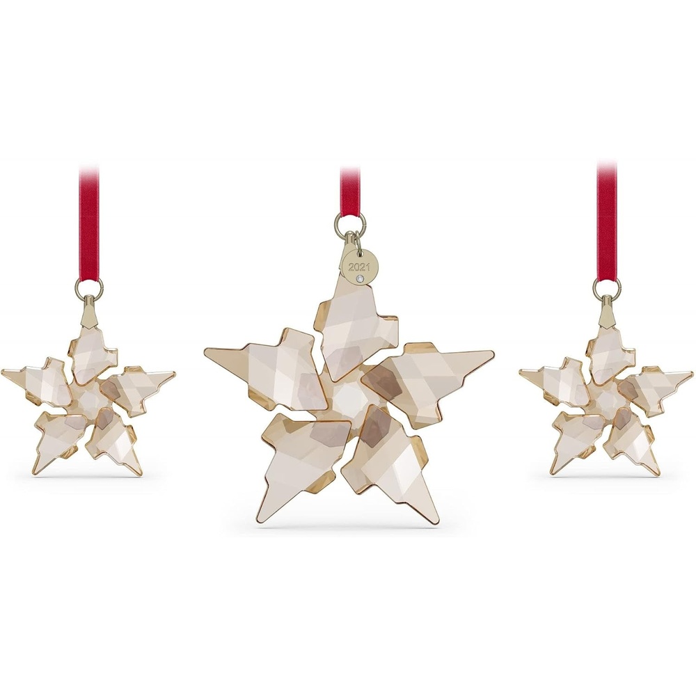 image:imageSWAROVSKI Christmas Ornament 2021 Annual Edition Little Star Small Clear Crystal2021 Set of 3  Champagne