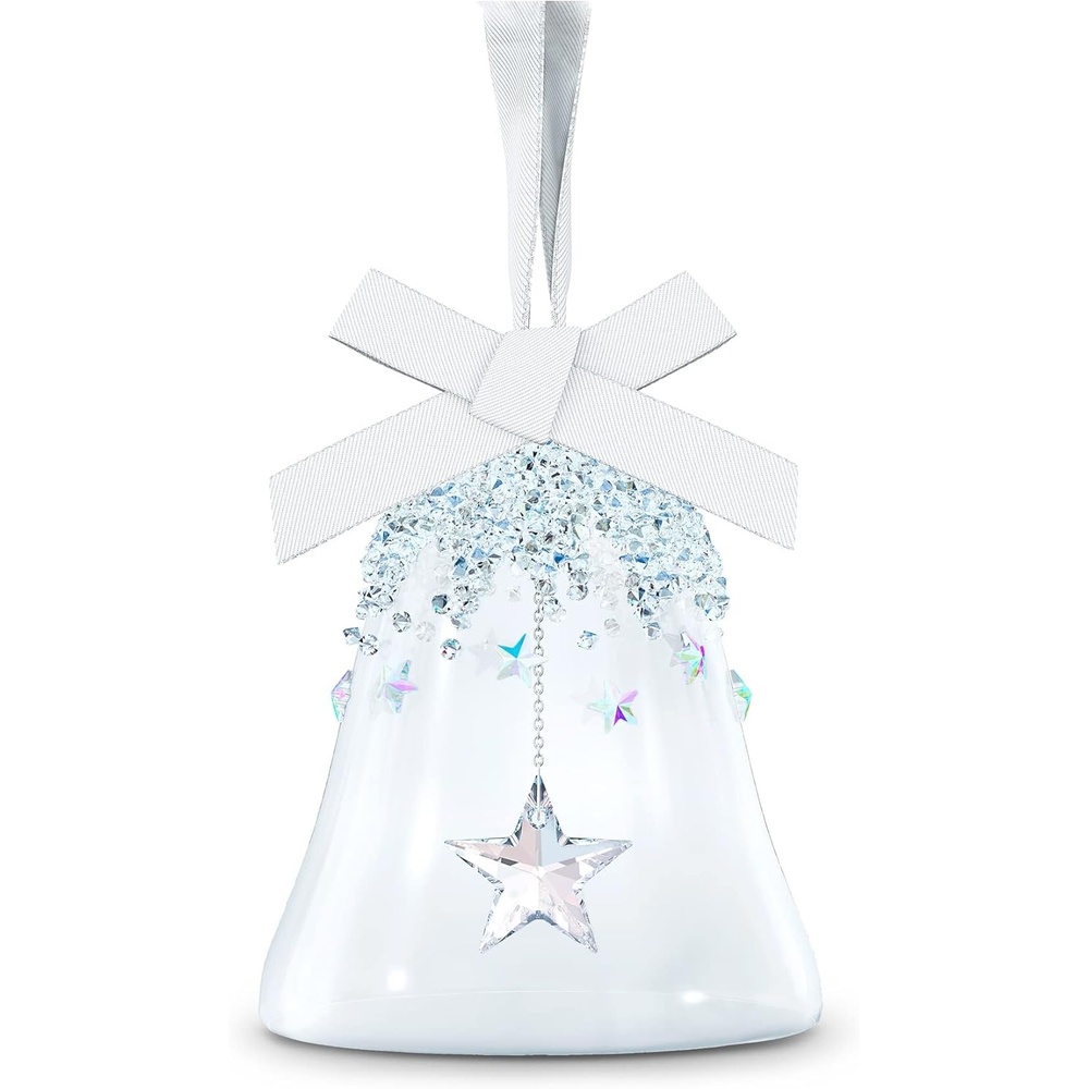 image:imageSWAROVSKI Shimmer Star Ornament Medium Multicolored Swarovski Crystals on White Satin Ribbon Part of the Classic CollectionBell  Star Small