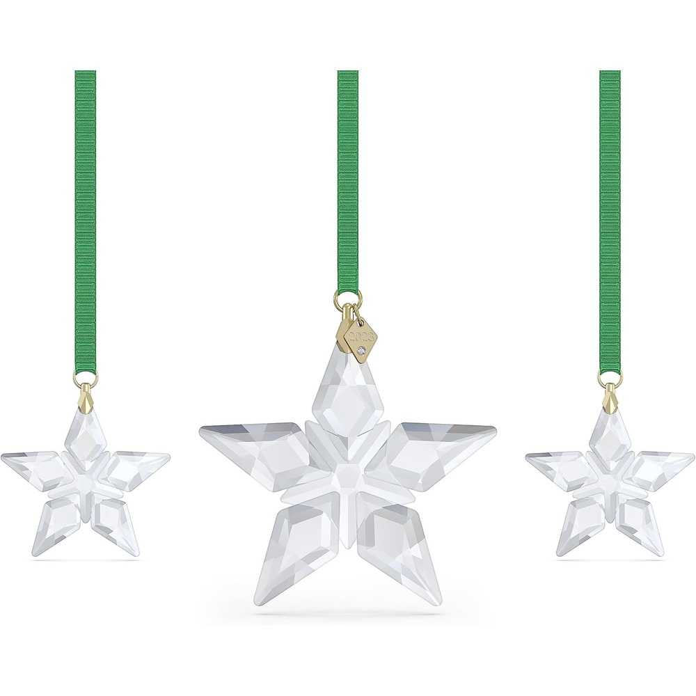image:imageSwarovski Annual Edition 2023 Ornament Clear Crystal Star with 97 Facets GoldTone Finished Tag Part of the Swarovski Annual Edition Collection2023 Annual Edition  3 Pc Ornament Set