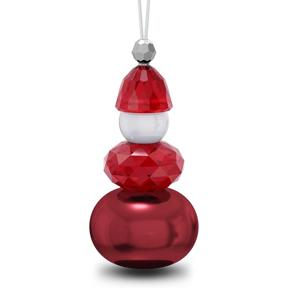 image:imageSwarovski Holiday Cheers Santa Claus Ornament Red Swarovski Crystals Lacquered Metal and White Pearl on White Thread Part of the Swarovski Holiday Cheers Collection