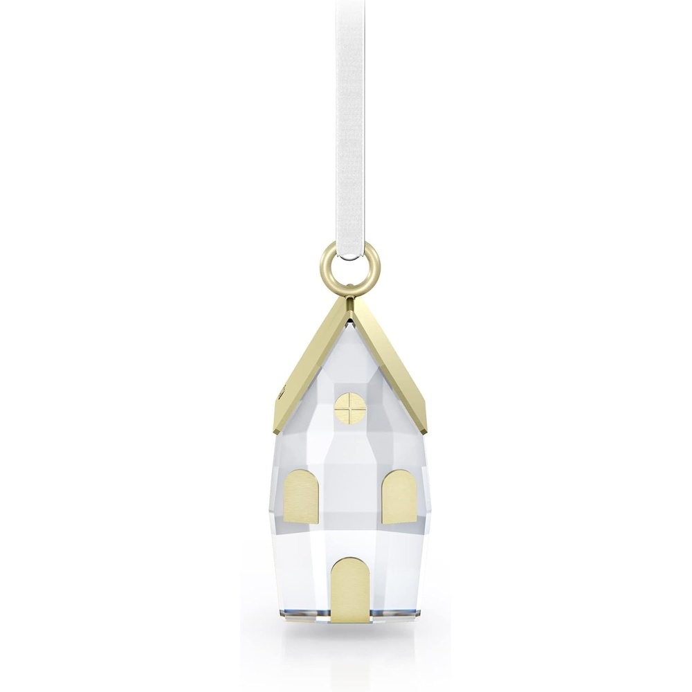 image:imageSwarovski Holiday Magic Winter Village Ornament Clear Swarovski Crystals and Champagne Gold Tone Metal Accents on CreamWhite Velvet Ribbon Part of the Swarovski Holiday Magic Collection