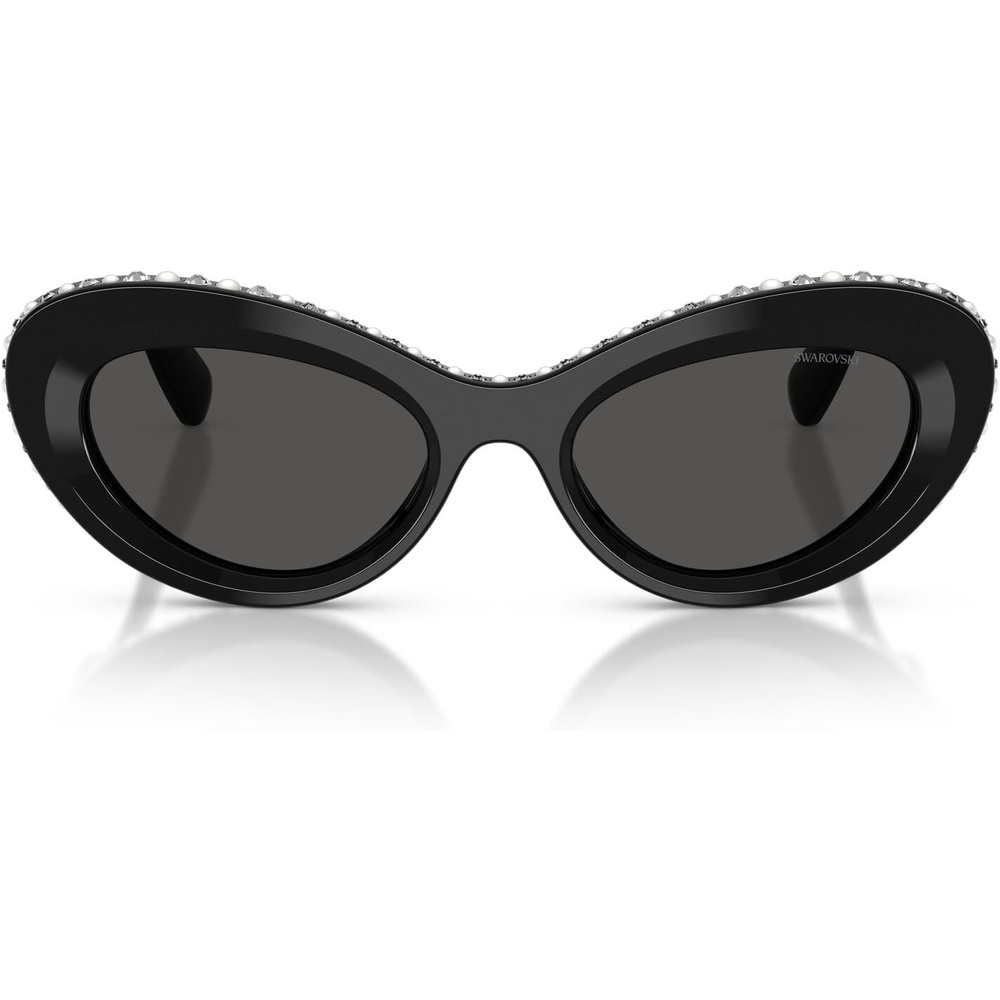 image:imageSwarovski Womens SK6061U Universal Fit Cat Eye Sunglasses51 mmBlackCrystalDark Grey