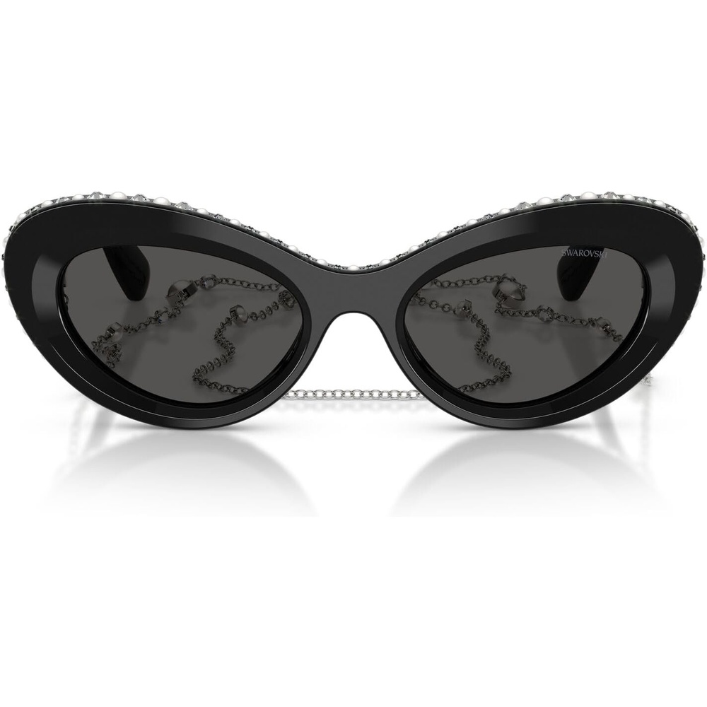 image:imageSwarovski Womens SK6061U Universal Fit Cat Eye Sunglasses51 mmBlackPearlDark Grey