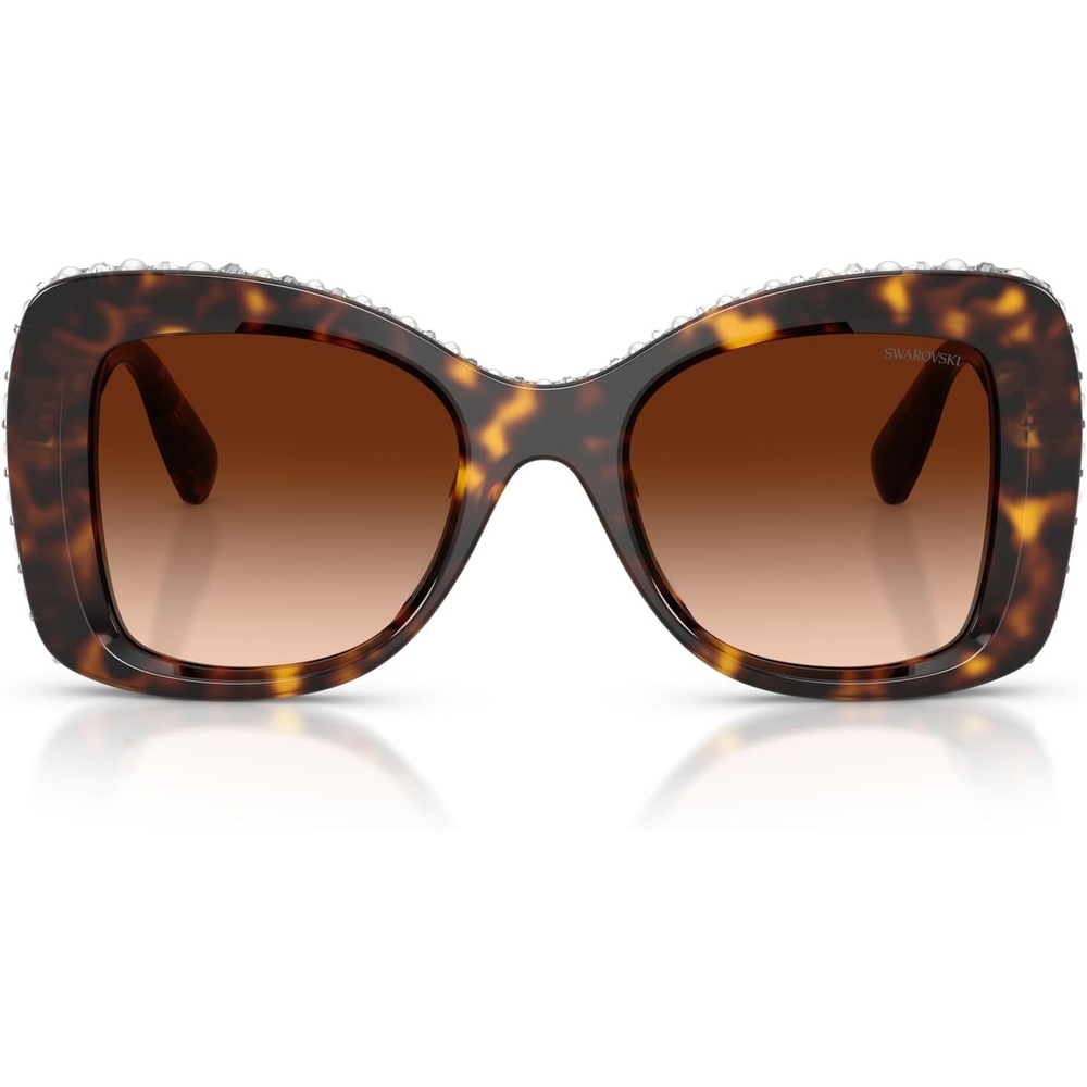 image:imageSwarovski Womens SK6062U Universal Fit Butterfly Sunglasses 51 mmHavana Tortoise CrystalGradient Brown