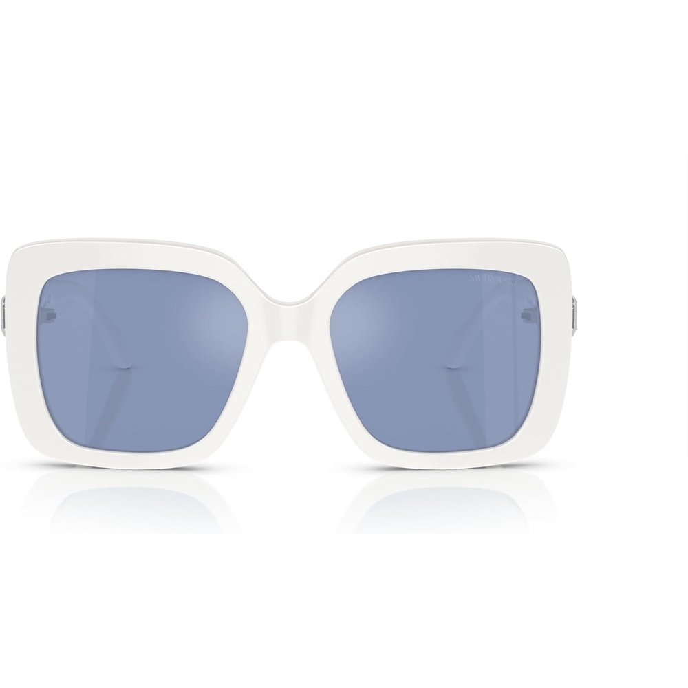 image:imageSwarovski womens Sk6001 Square SunglassesWhiteLight Blue Mirrored Silver