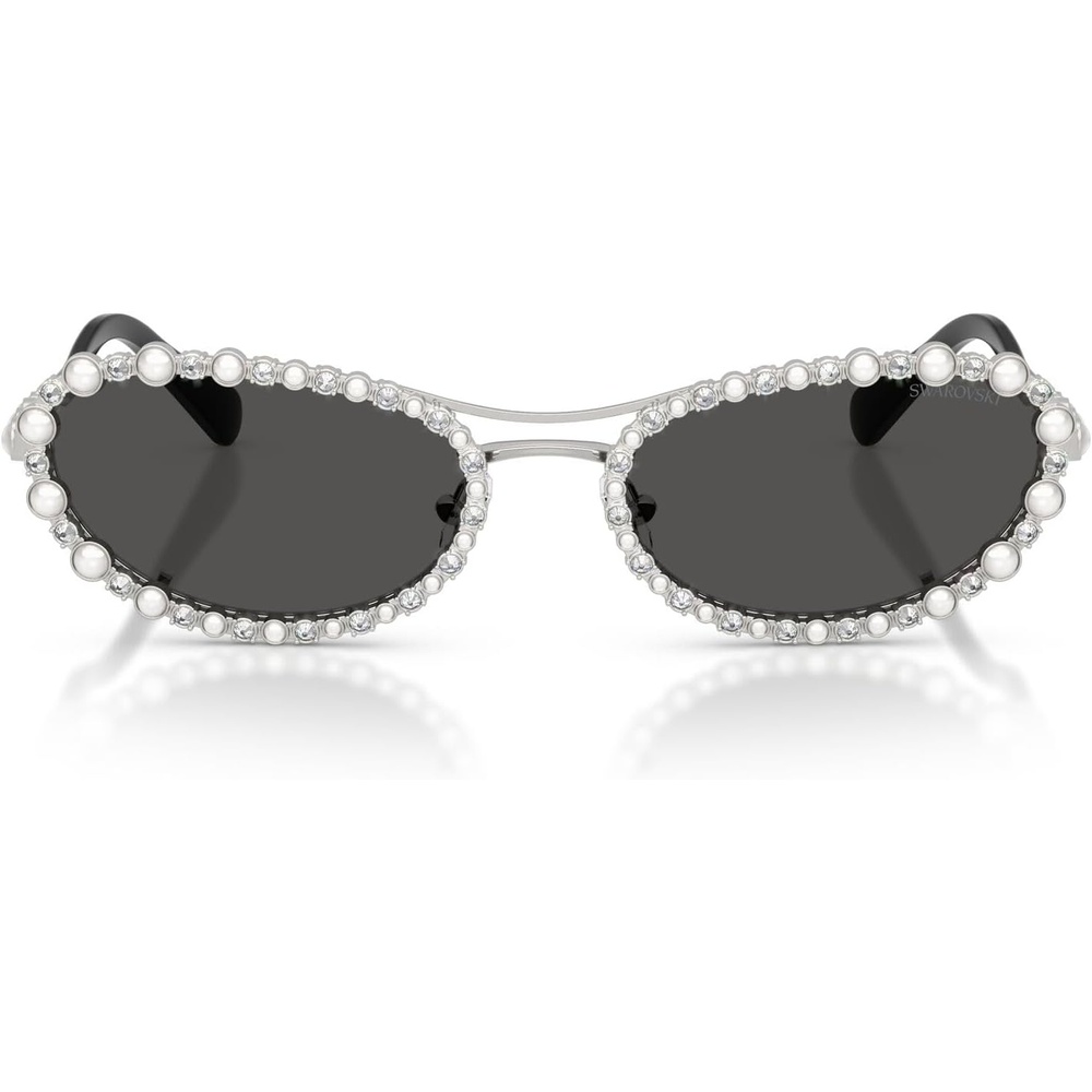 image:imageSwarovski womens Sk7044 Oval SunglassesSilverDark Grey