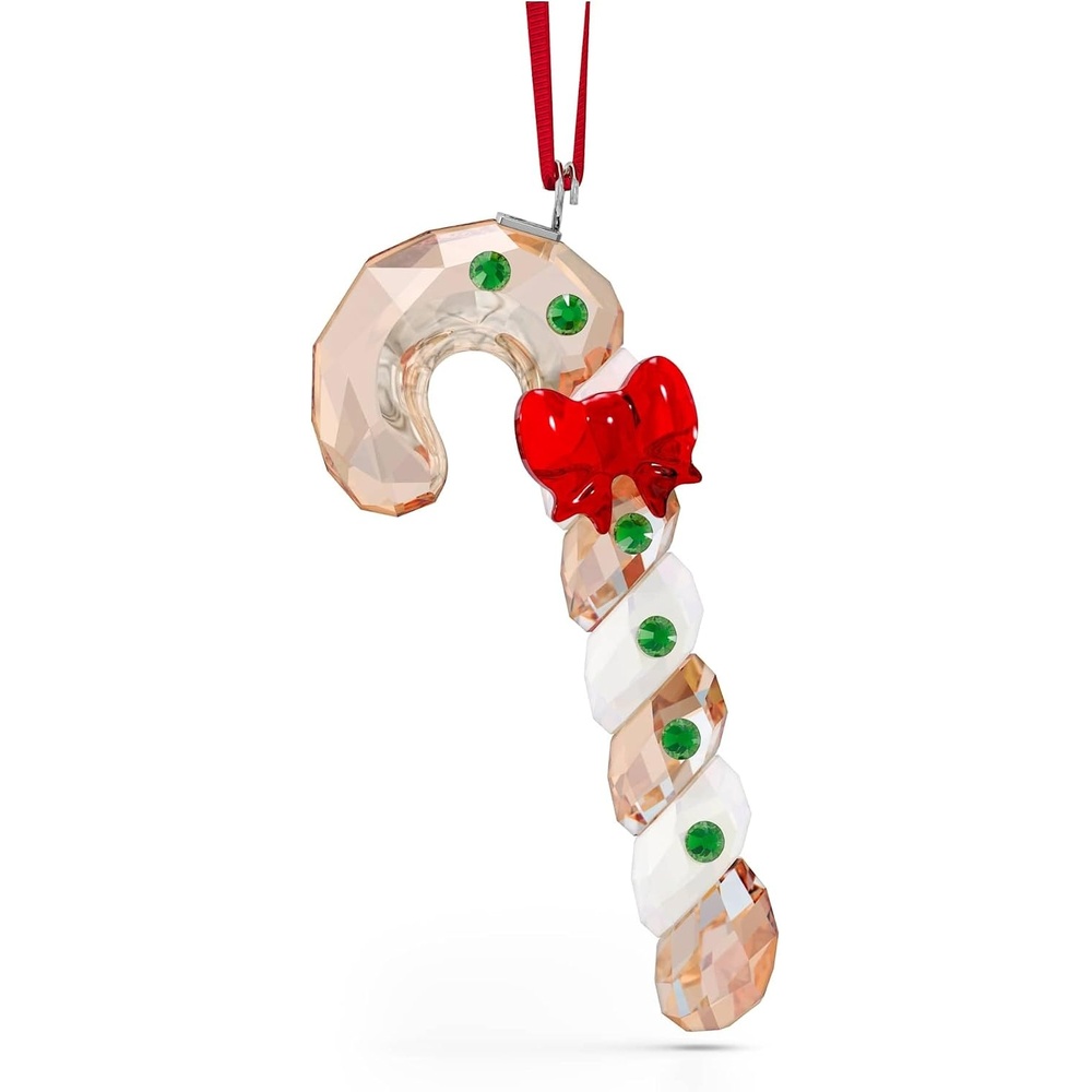 image:imageSwarovskis Holiday Cheers Gingerbread Candy Cane Hanging Ornament Green and Red Crystals Part of the Holiday Cheers Collection
