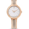 image:imageSwarovski Crystalline Lustre Leather Strap Band Swiss Made Stainless Steel Domed Saphire Glass 33mm 3460 Blue CrystalsRose Gold Tone Metal Band