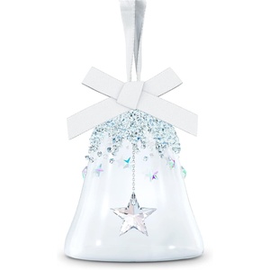 SWAROVSKI Shimmer Star Ornament, Medium, Multicolored Swarovski Crystals on White Satin Ribbon, Part of the Classic Collection(Bell & Star Small)