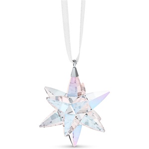 SWAROVSKI Shimmer Star Ornament, Medium, Multicolored Swarovski Crystals on White Satin Ribbon, Part of the Classic Collection(Star Ornament – Small)