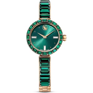 Swarovski Matrix Bangle Watch, Swiss Made, Crystal Bracelet, Silver Tone, Stainless Steel(Green Crystal)
