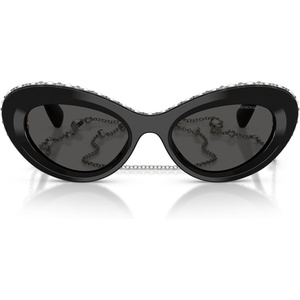 Swarovski Women’s SK6061U Universal Fit Cat Eye Sunglasses,51 mm(Black/Pearl/Dark Grey)