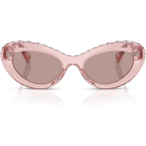 Swarovski Women’s SK6061U Universal Fit Cat Eye Sunglasses,51 mm(Transparent Dark Pink/Light Purple Brown)