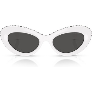 Swarovski Women’s SK6061U Universal Fit Cat Eye Sunglasses,51 mm(White/Dark Grey)