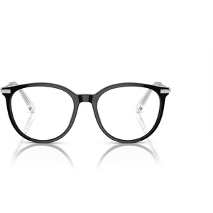 Swarovski womens Sk2009 Round Prescription Eyewear Frames(Black/Silver/Demo Lens)
