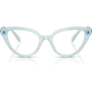 Swarovski womens Sk2028 Cat Eye Prescription Eyewear Frames(Milky Light Blue/Demo Lens)