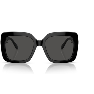 Swarovski womens Sk6001 Square Sunglasses(Black/Dark Grey)