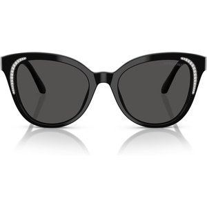 Swarovski womens Sk6031 Butterfly Sunglasses(Black/Dark Grey)