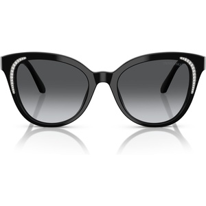 Swarovski womens Sk6031 Butterfly Sunglasses(Black/Gradient Grey Polarized)
