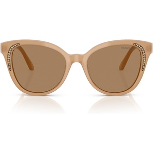 Swarovski womens Sk6031 Butterfly Sunglasses(Milky Beige/Transition Clear to Brown)
