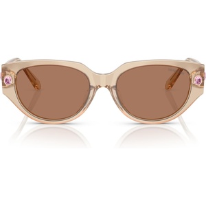 Swarovski womens Sk6035d Butterfly Sunglasses(Milky Beige/Brown)