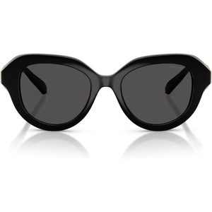 Swarovski womens Sk6037 Round Sunglasses(Black/Dark Grey)