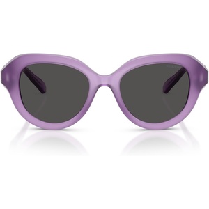 Swarovski womens Sk6037 Round Sunglasses(Milky Lilac/Dark Grey)