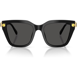 Swarovski womens Sk6041 Square Sunglasses(Black/Dark Grey)