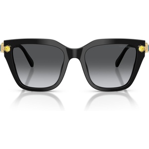 Swarovski womens Sk6041 Square Sunglasses(Black/Polarized Grey Gradient)