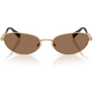 Swarovski womens Sk7044 Oval Sunglasses(Gold/Dark Brown)