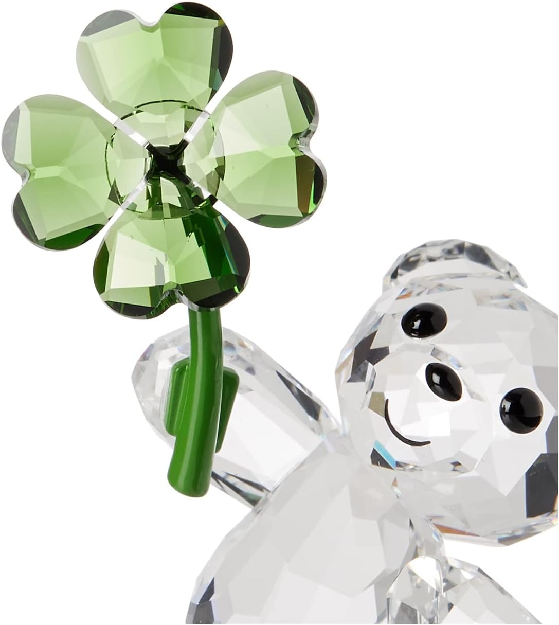 image:imageSWAROVSKI Kris Bears Lucky Charm Figurine Clear Swarovski Crystal with a Green FourLeafed Clover Accent Part of the Swarovski Kris Bears Collection