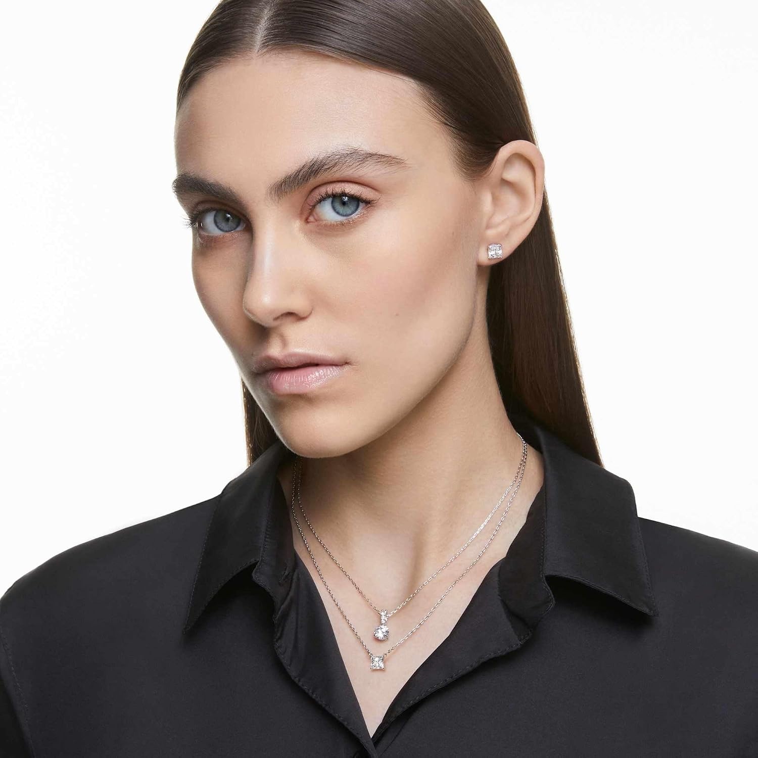 image:imageSwarovski Attract Crystal Necklace and Earrings Jewelry CollectionStud Pierced Earrings Rhodium Tone