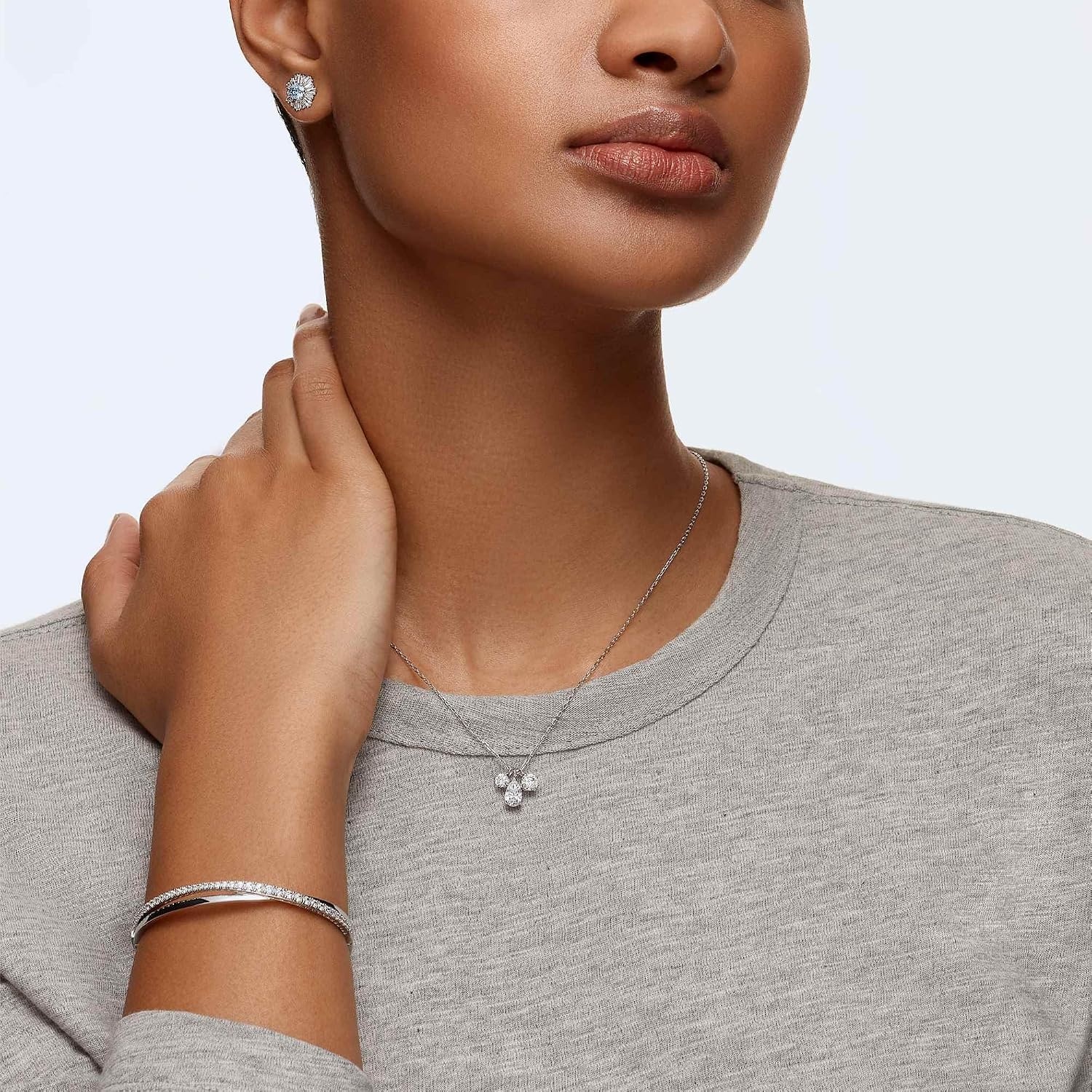 image:imageSwarovski Attract Pear Jewelry Collection Rhodium Finish Clear CrystalsPendant Necklace