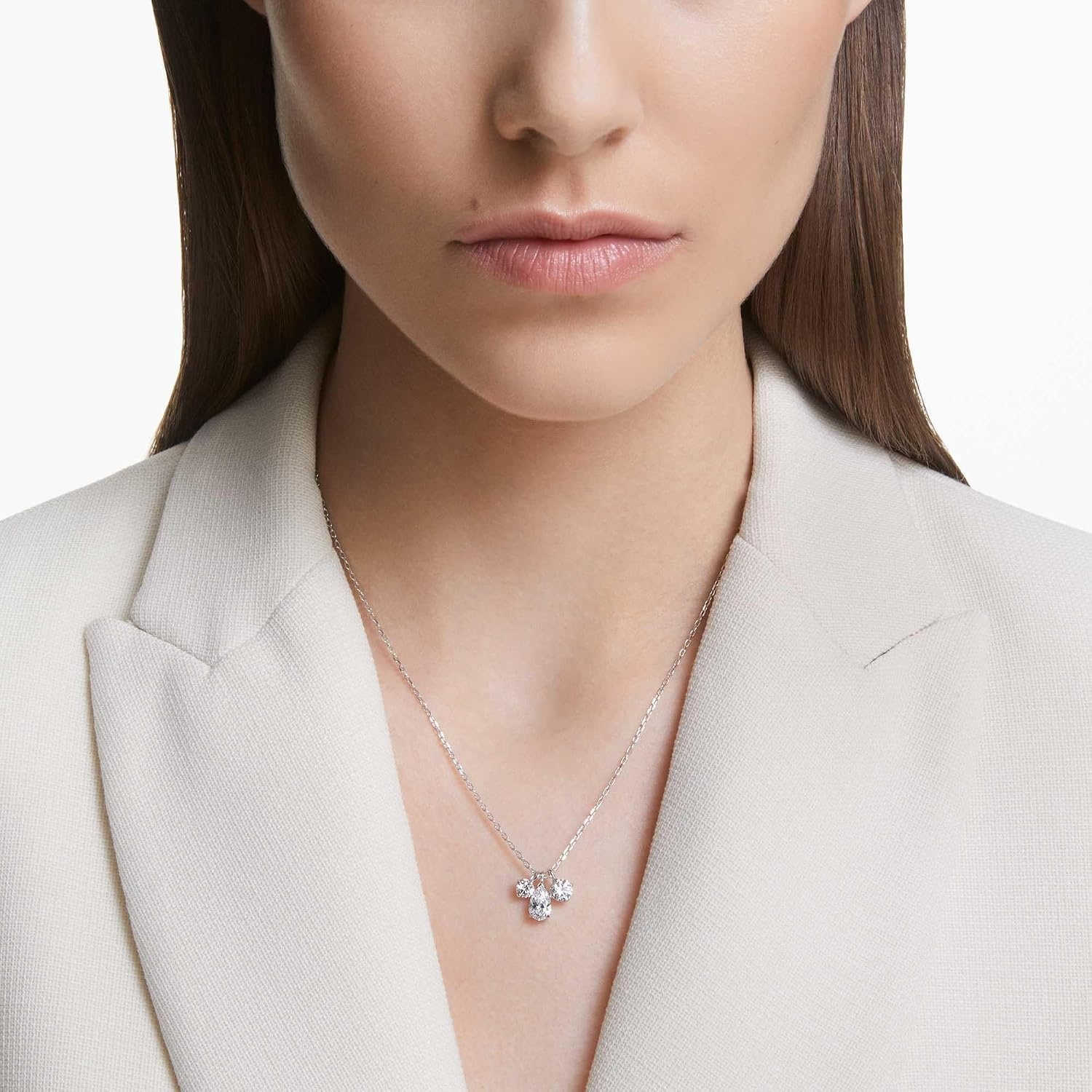 image:imageSwarovski Attract Pear Jewelry Collection Rhodium Finish Clear CrystalsPendant Necklace