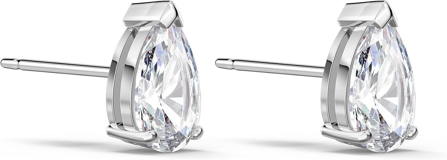 image:imageSwarovski Attract Pear Jewelry Collection Rhodium Finish Clear CrystalsStud Pierced Earrings