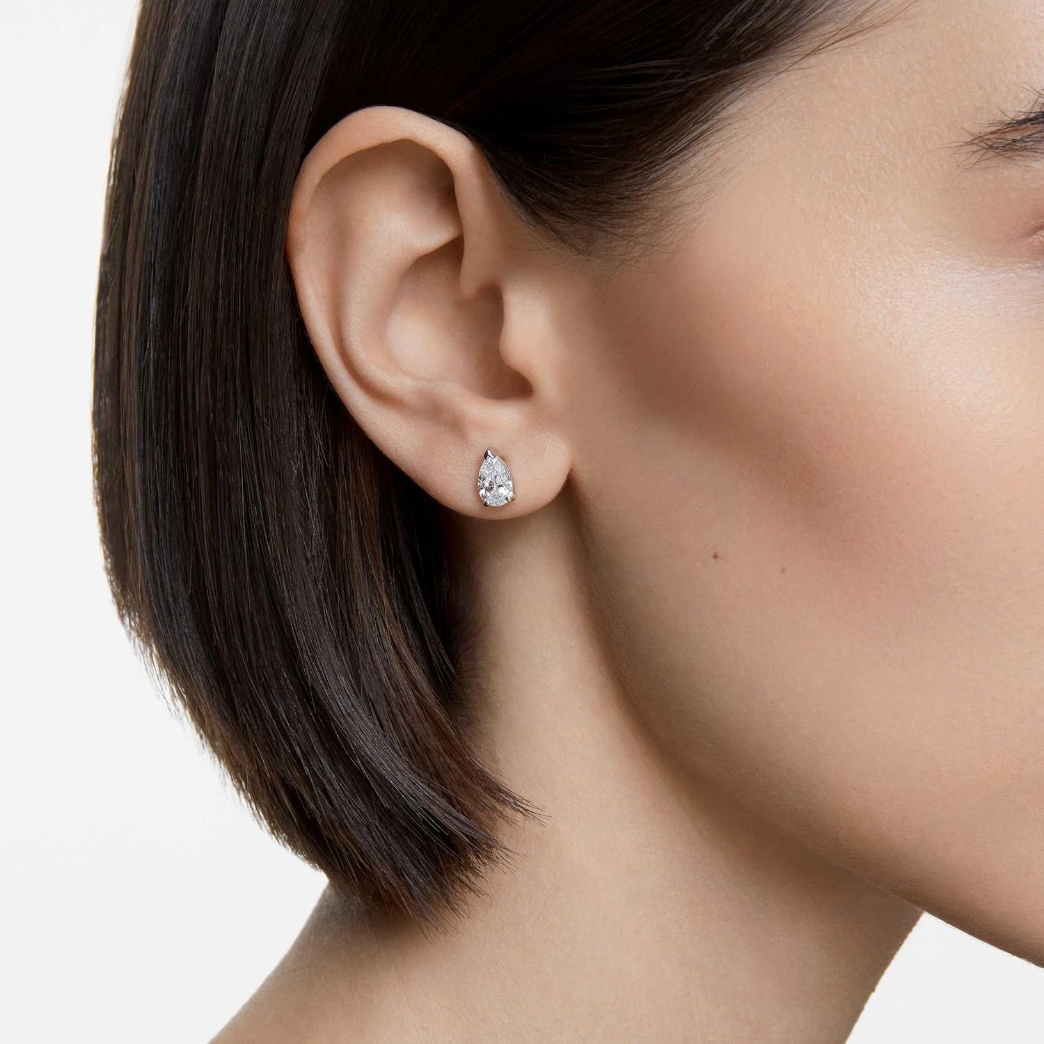 image:imageSwarovski Attract Pear Jewelry Collection Rhodium Finish Clear CrystalsStud Pierced Earrings