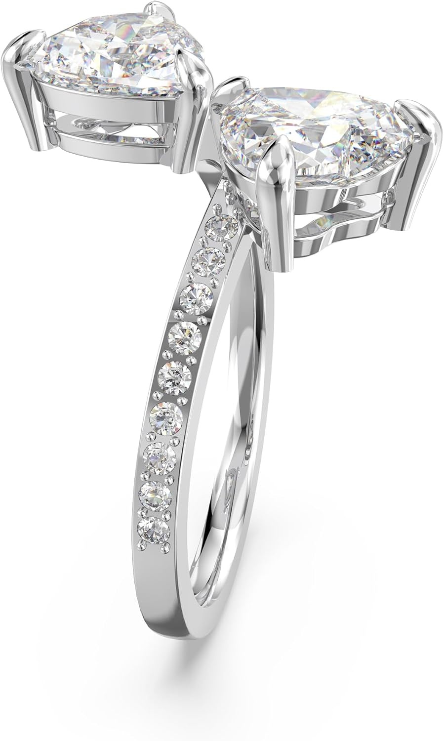 image:imageSwarovski Attract Soul Double Heart Ring Collection Rhodium Finish Clear CrystalsEU 58 US 8