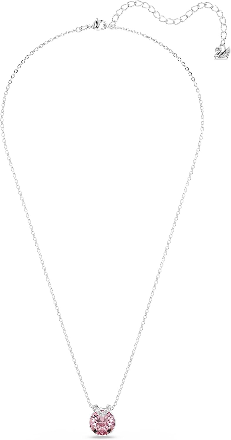 image:imageSwarovski Birthstone Pendant Necklace Collection SquareCut Stone and Crystals Rhodium FinishDarker Pink Crystal