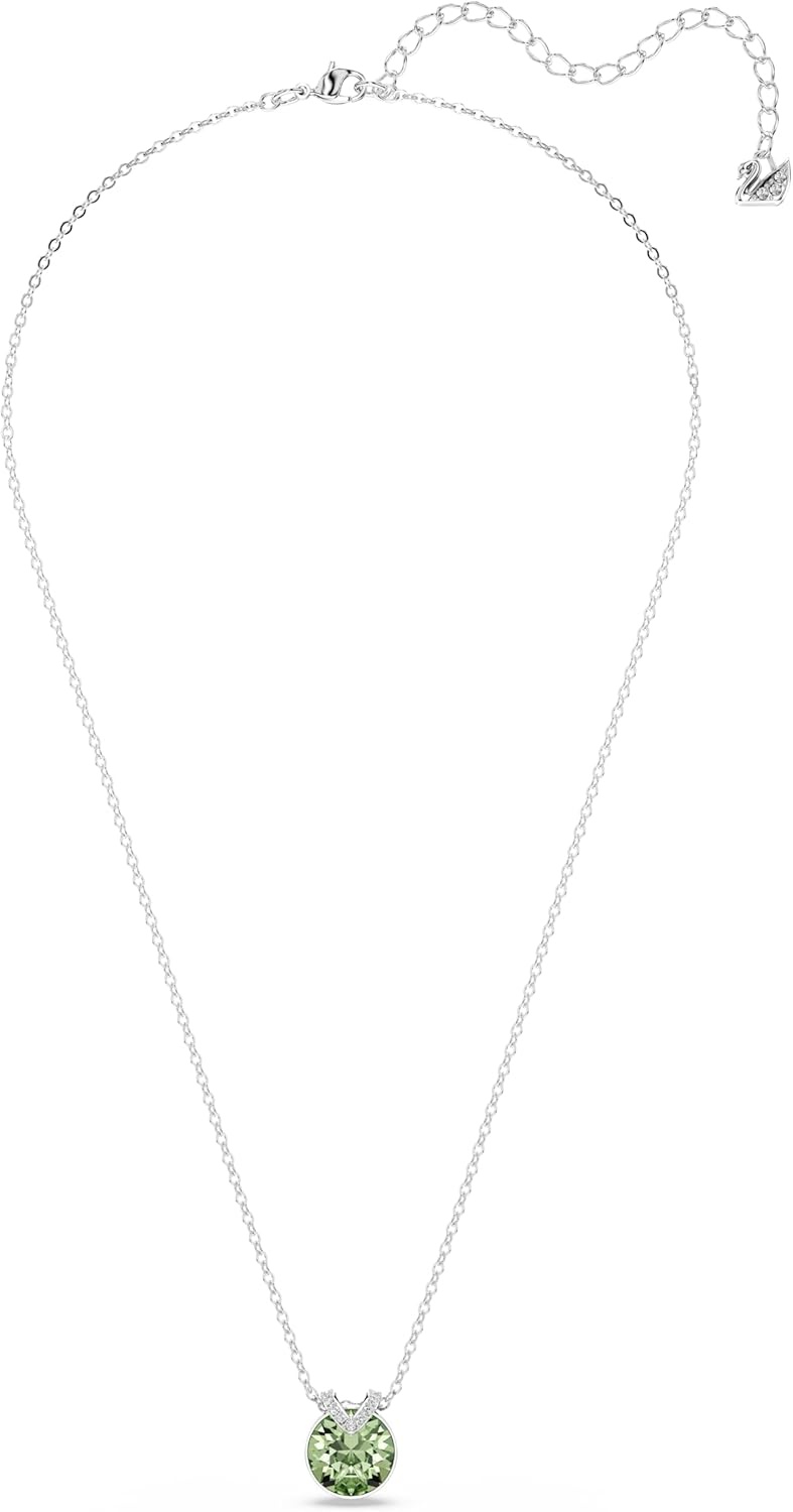 image:imageSwarovski Birthstone Pendant Necklace Collection SquareCut Stone and Crystals Rhodium FinishGreen Crystal