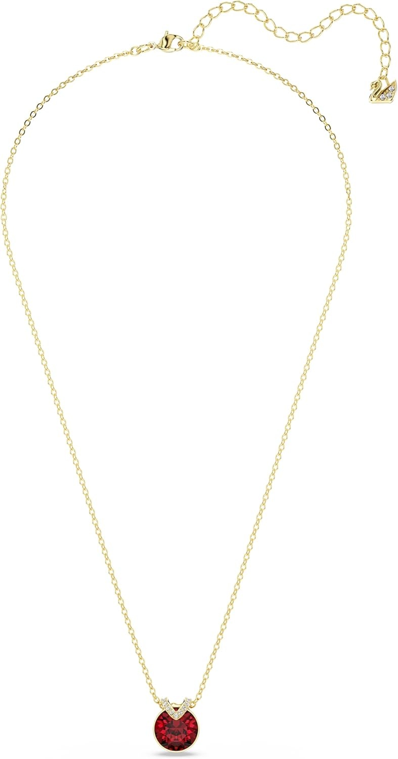 image:imageSwarovski Birthstone Pendant Necklace Collection SquareCut Stone and Crystals Rhodium FinishRed Crystal