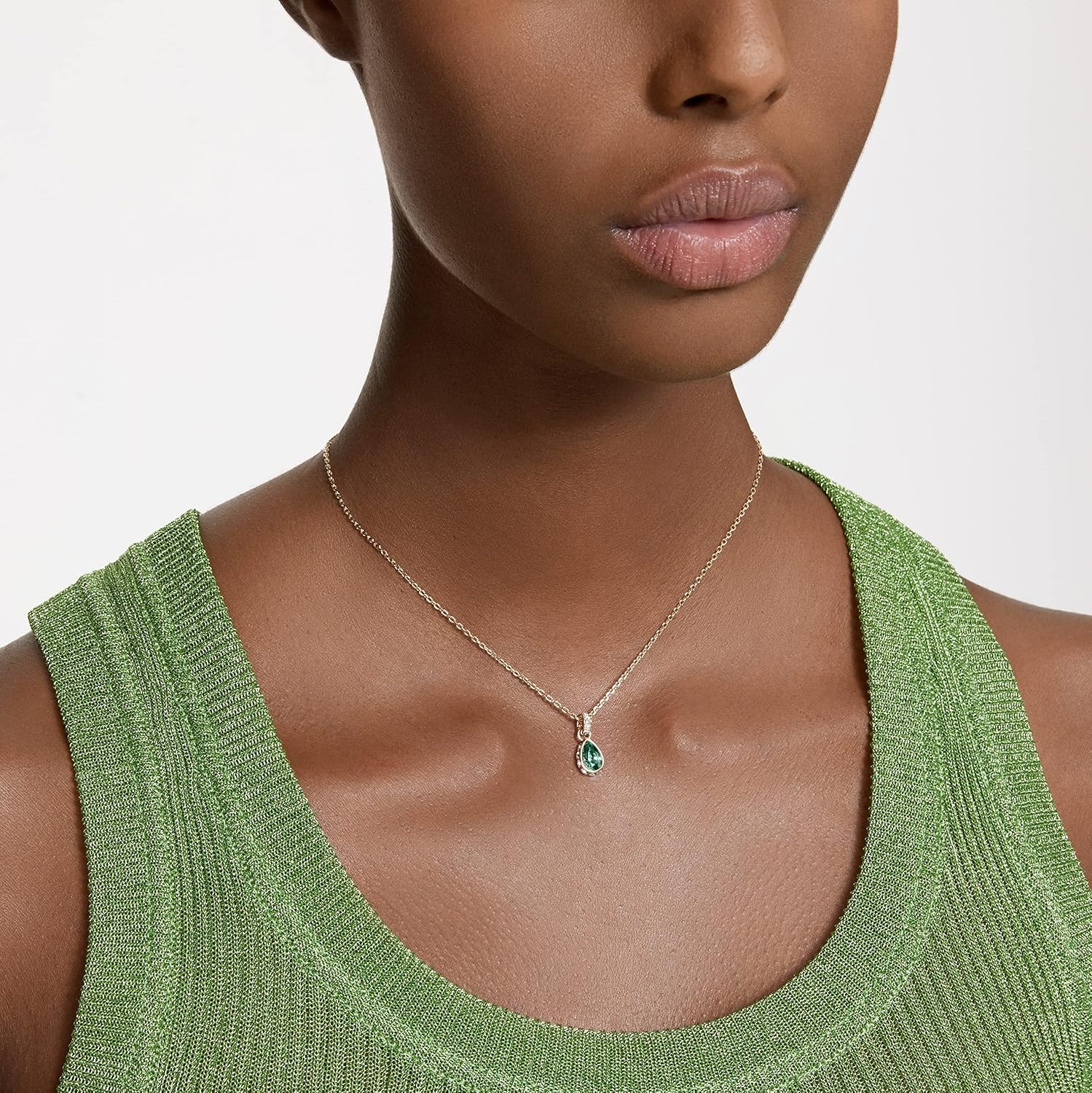 image:imageSwarovski Chroma Crystal Earring Collection Gold Tone Finish SettingGreen Crystal Pear Shaped