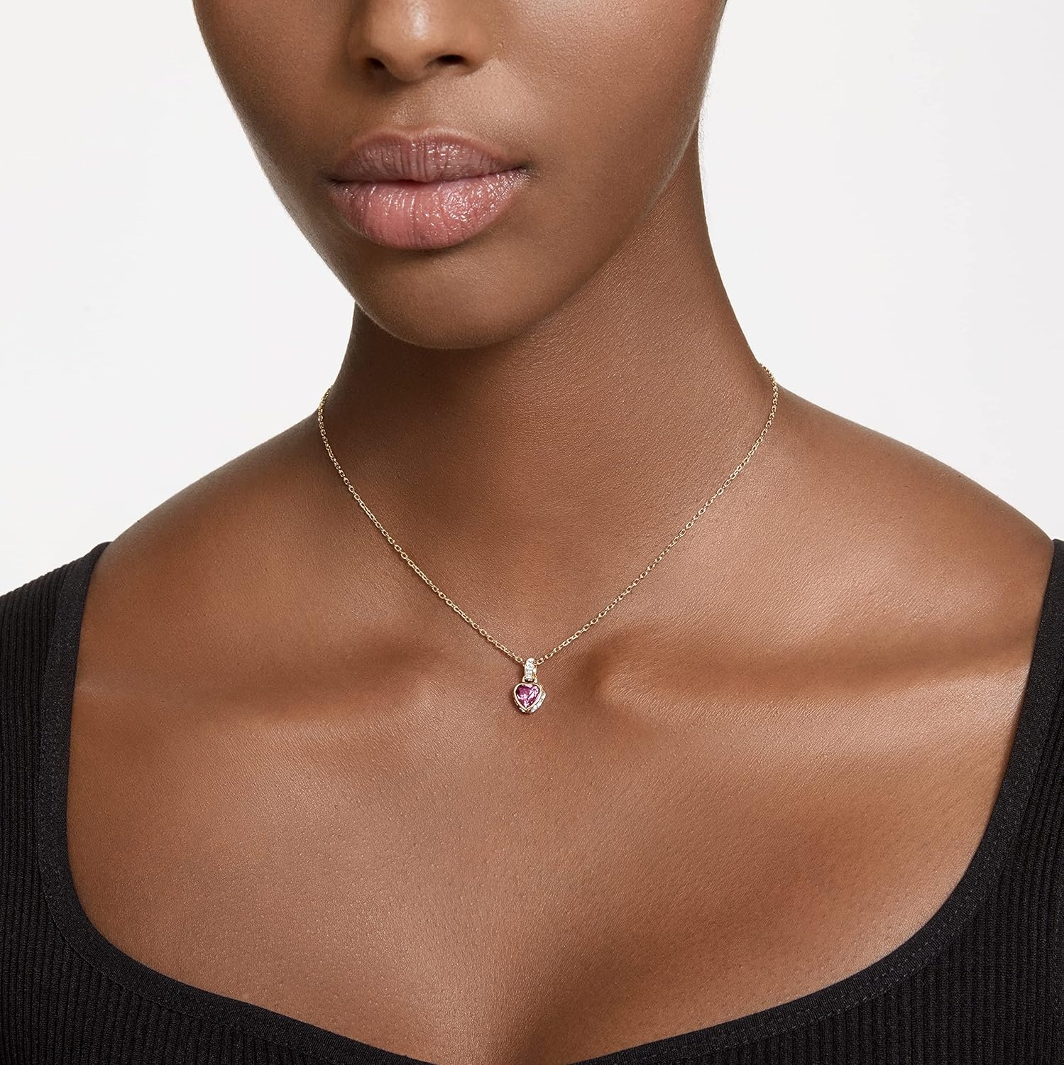 image:imageSwarovski Chroma Crystal Earring Collection Gold Tone Finish SettingRed Crystal Heart Shaped