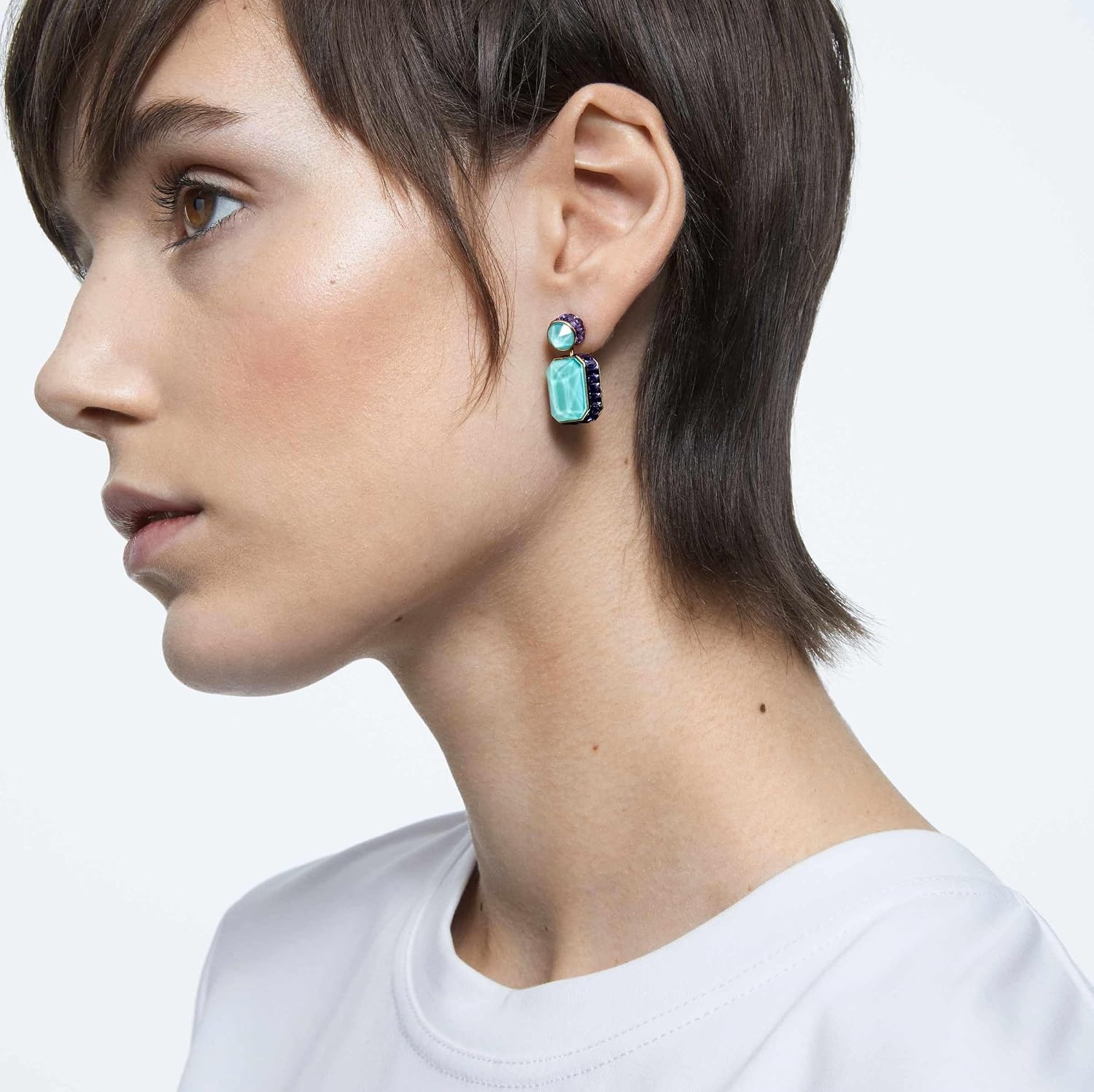 image:imageSwarovski Chroma Crystal Pendant Necklace Collection Gold Tone Finish SettingGreenBlue Earrings