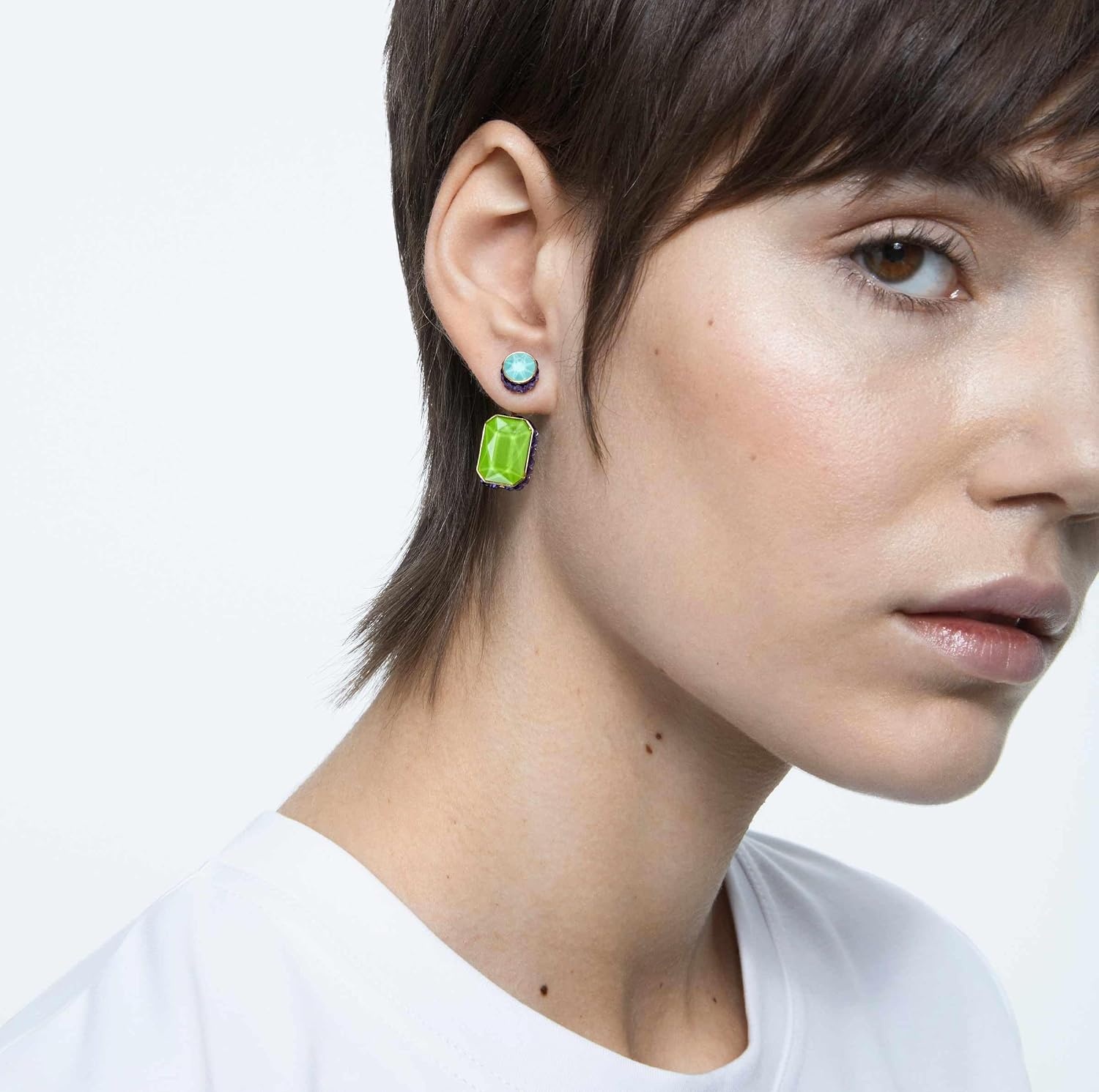 image:imageSwarovski Chroma Crystal Pendant Necklace Collection Gold Tone Finish SettingGreenBlue Earrings