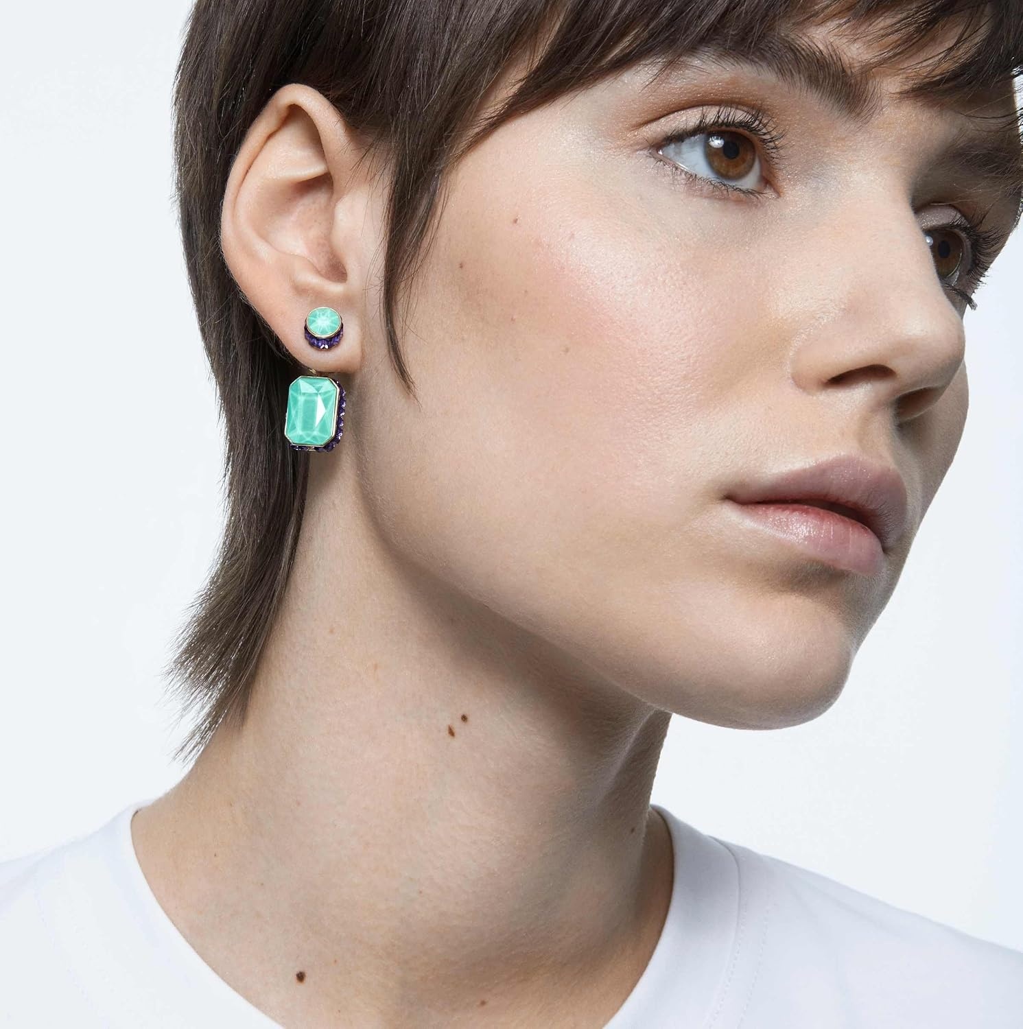 image:imageSwarovski Chroma Crystal Pendant Necklace Collection Gold Tone Finish SettingGreenBlue Earrings