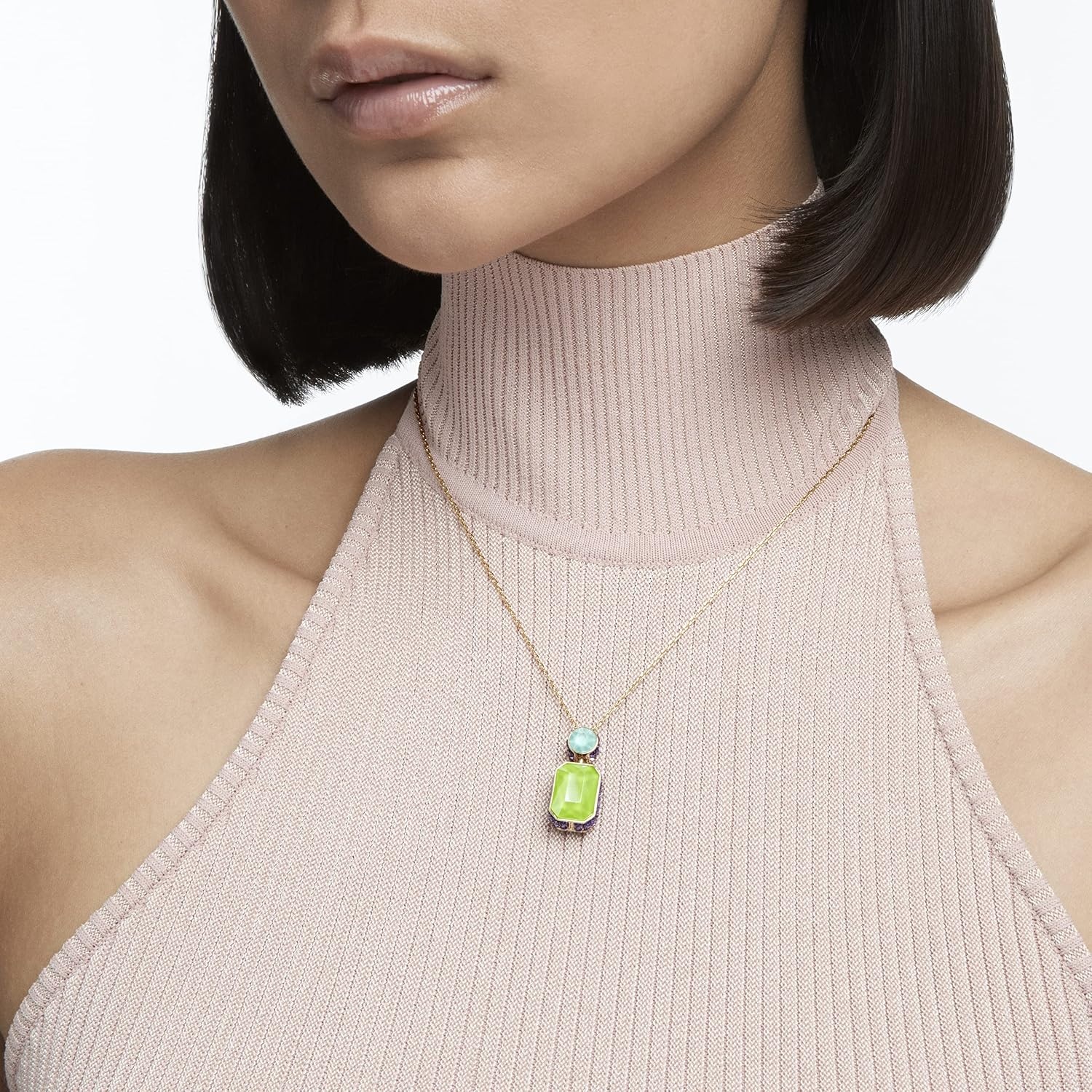 image:imageSwarovski Chroma Crystal Pendant Necklace Collection Gold Tone Finish SettingNecklace Purple Green and Blue Crystal