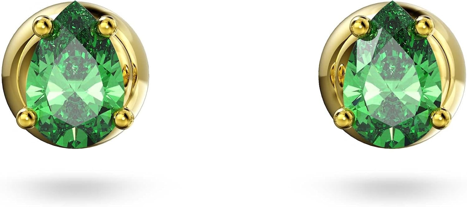 image:imageSwarovski Chroma Drop Crystal Earrings Gold Tone Finish Rhodium Finish Latch Back ClosureRed Crystal Heart Shaped