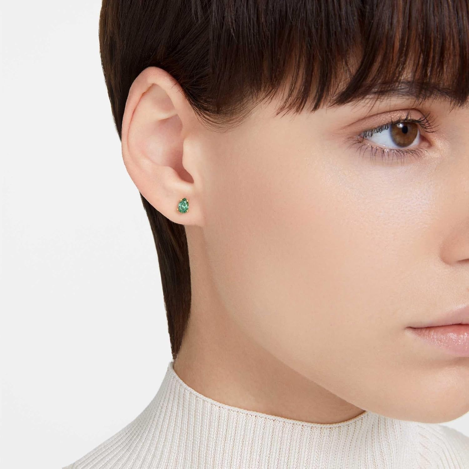 image:imageSwarovski Chroma Drop Crystal Earrings Gold Tone Finish Rhodium Finish Latch Back ClosureRed Crystal Heart Shaped