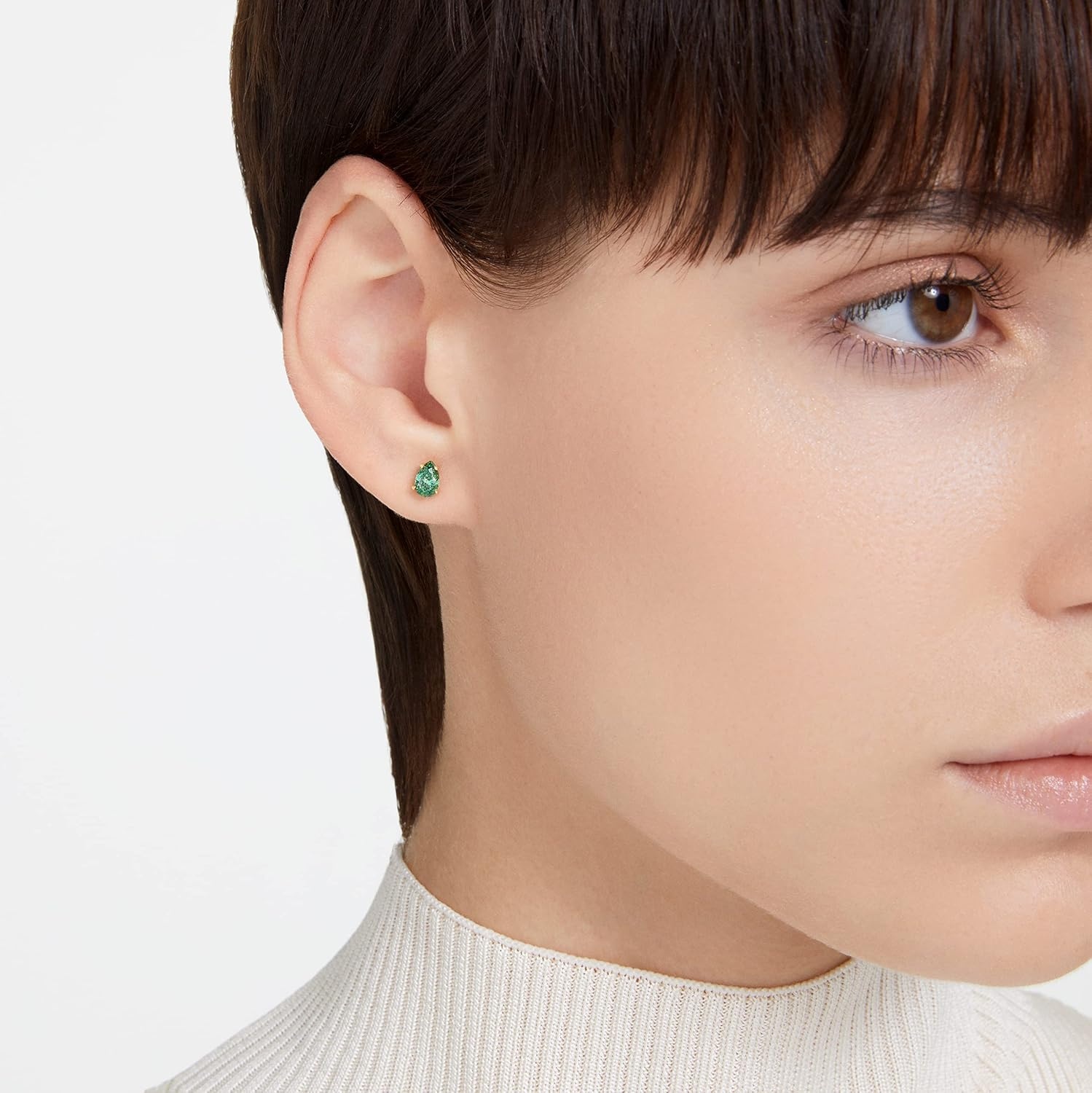 image:imageSwarovski Chroma Drop Crystal Earrings Gold Tone Finish Rhodium Finish Latch Back ClosureRed Crystal Heart Shaped